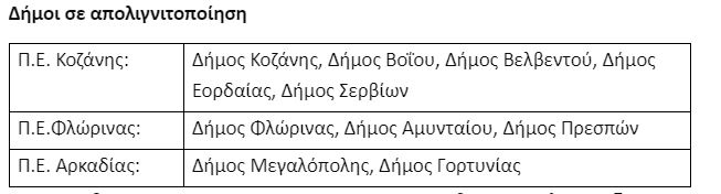 ΔήμοιΑπολιγνιτοποίησης